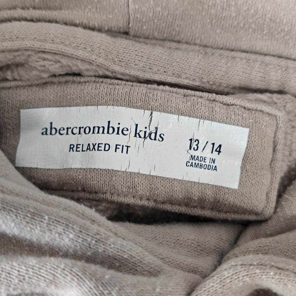 Abercrombie Kids Hoodie Youth 13/14 Beige Pullover Kangaroo Pocket - Picture 12 of 16